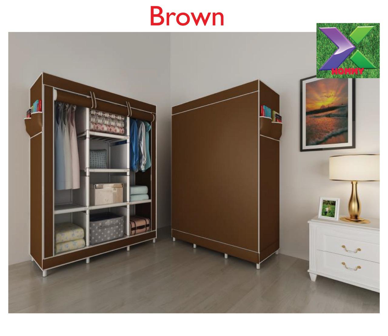 Portable Wooden Wardrobe with Canvas Cover – Luxury Decor Kenya